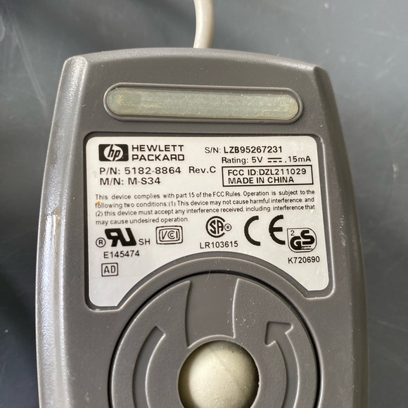 Vintage HP Hewlett Packard (M-S34) Wired Track Ball Computer Mouse - Picture 5 of 11